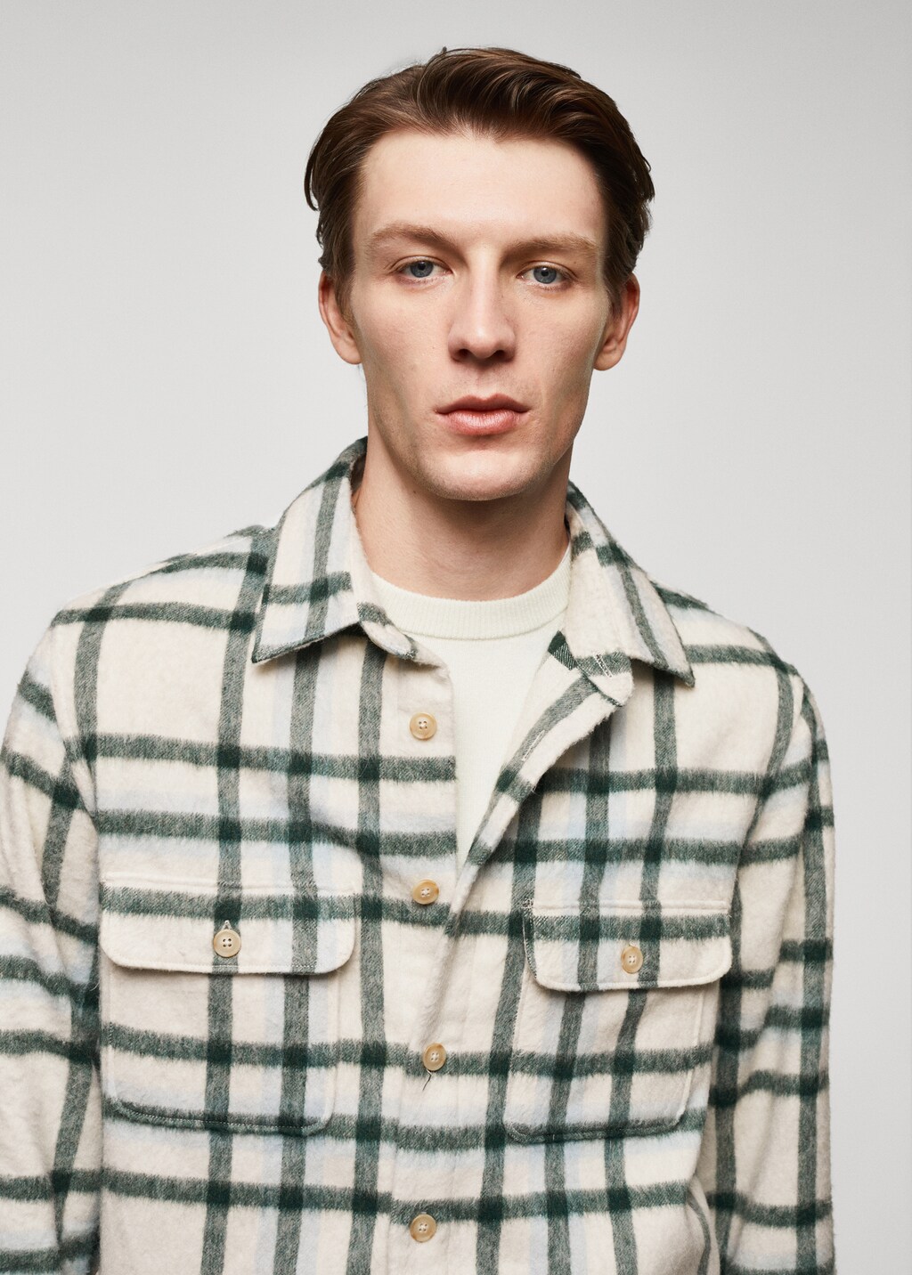 Check wool-blend overshirt - Details of the article 1