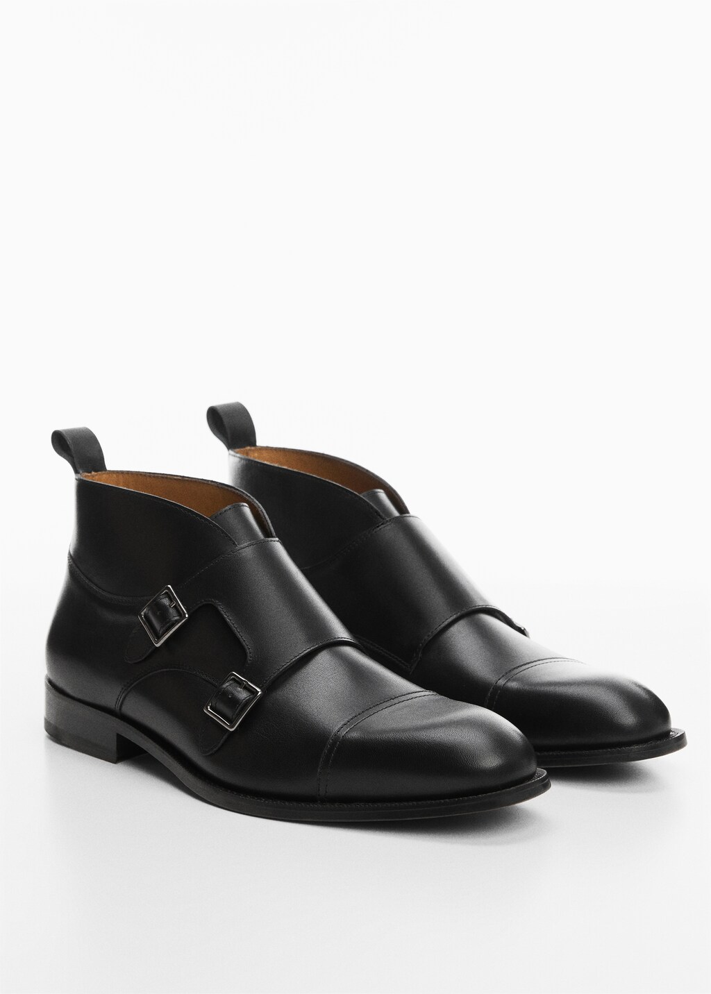 Monk ankle boots with leather buckle - Medium plane