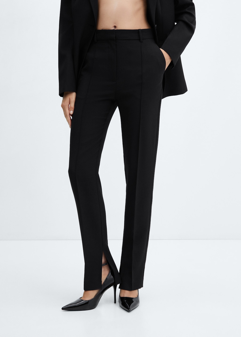 Side slit suit trousers - Medium plane