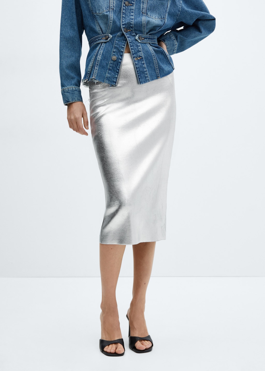 Metallic midi skirt best sale