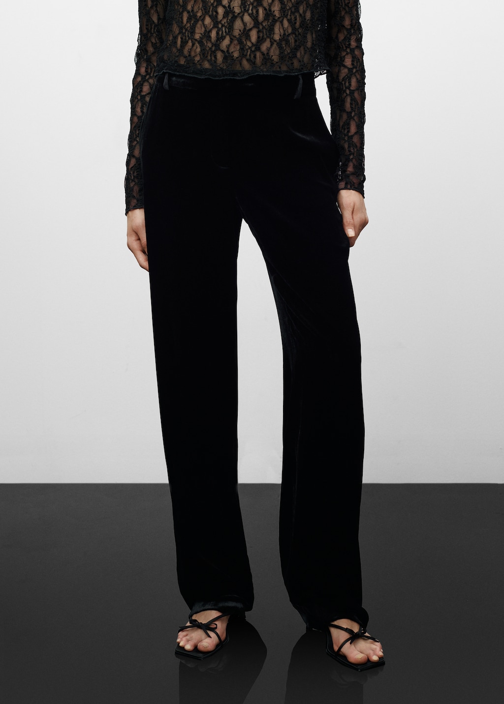 Velvet wideleg pants