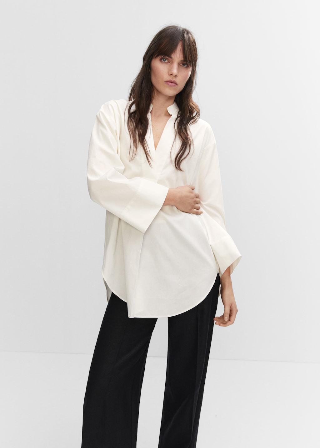 Oversized blouse met V-hals - Middenvlak