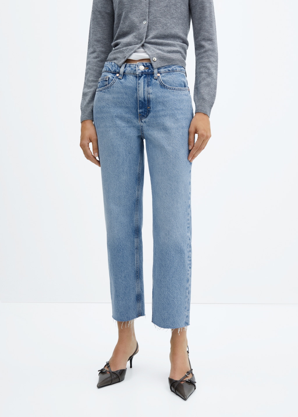 High waist straight <b>jeans</b> - Woman <b>MANGO</b> OUTLET Norway.