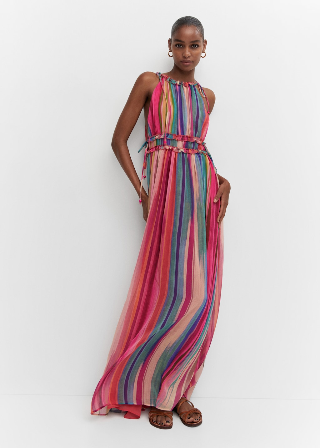 Long striped maxi dress best sale