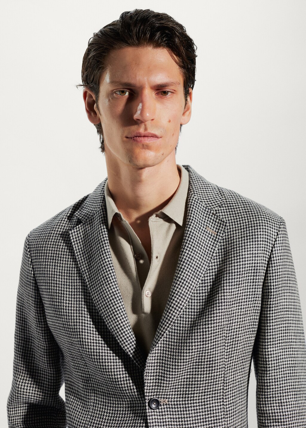 100% linen micro-houndstooth jacket - Details of the article 1