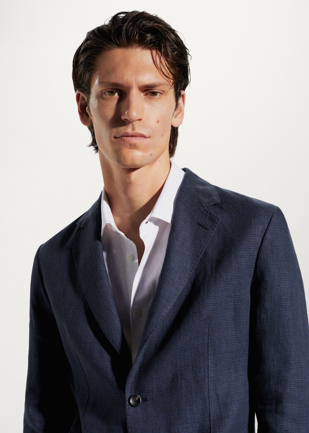 100% linen micro-houndstooth jacket - Details of the article 1