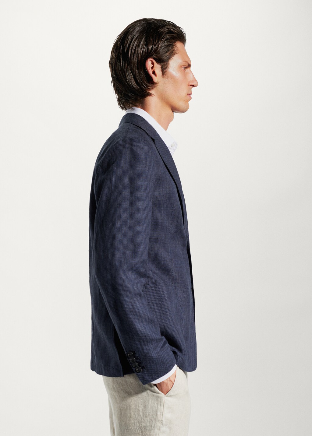 100% linen micro-houndstooth jacket - Details of the article 2