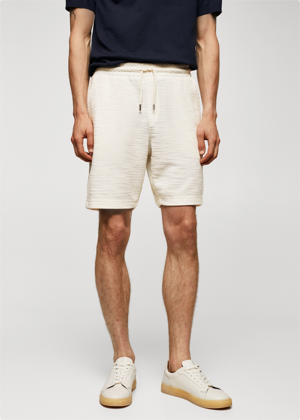 Structured cotton Bermuda - Medium plane