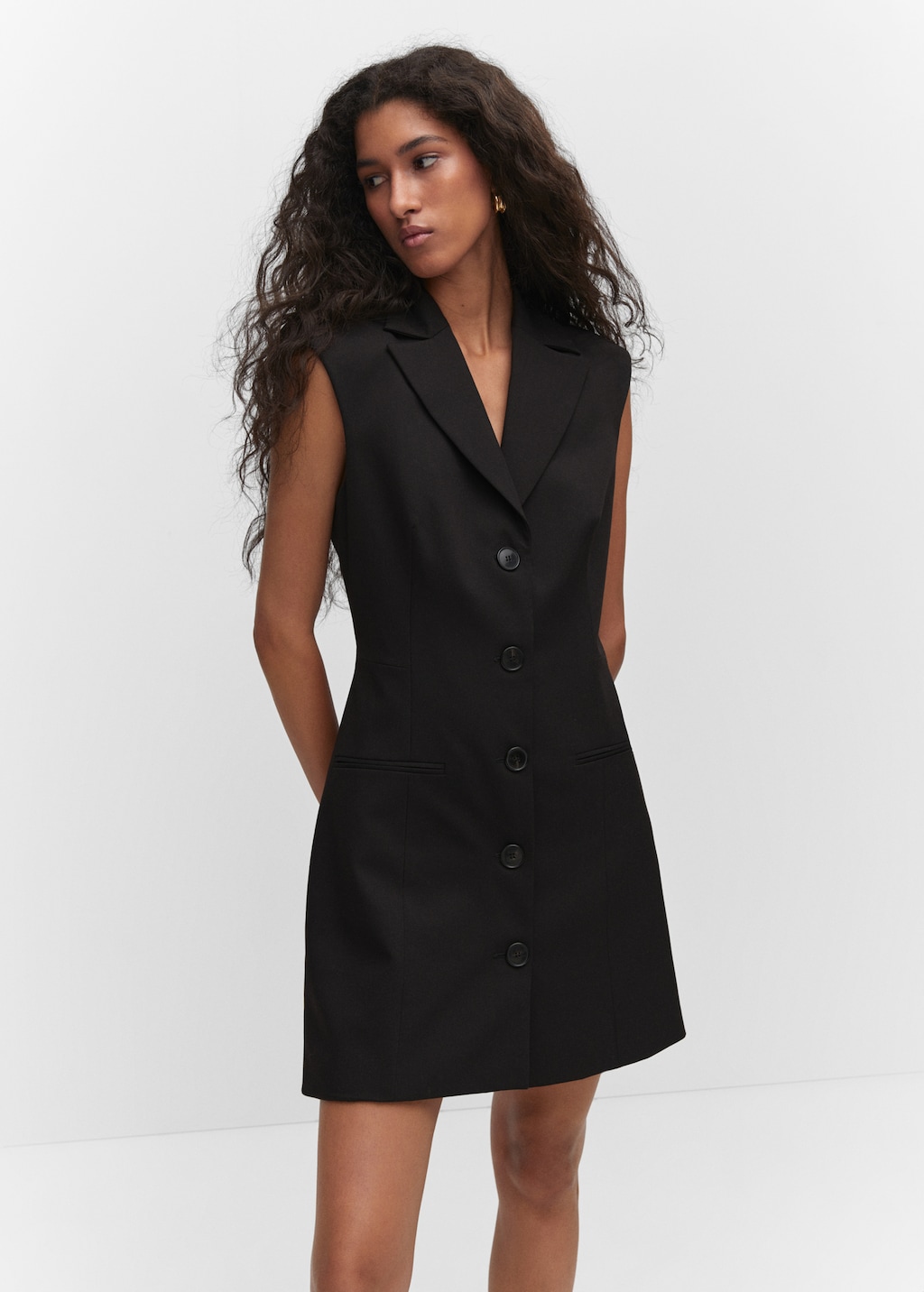 Gilet-style dress with buttons - Medium plane