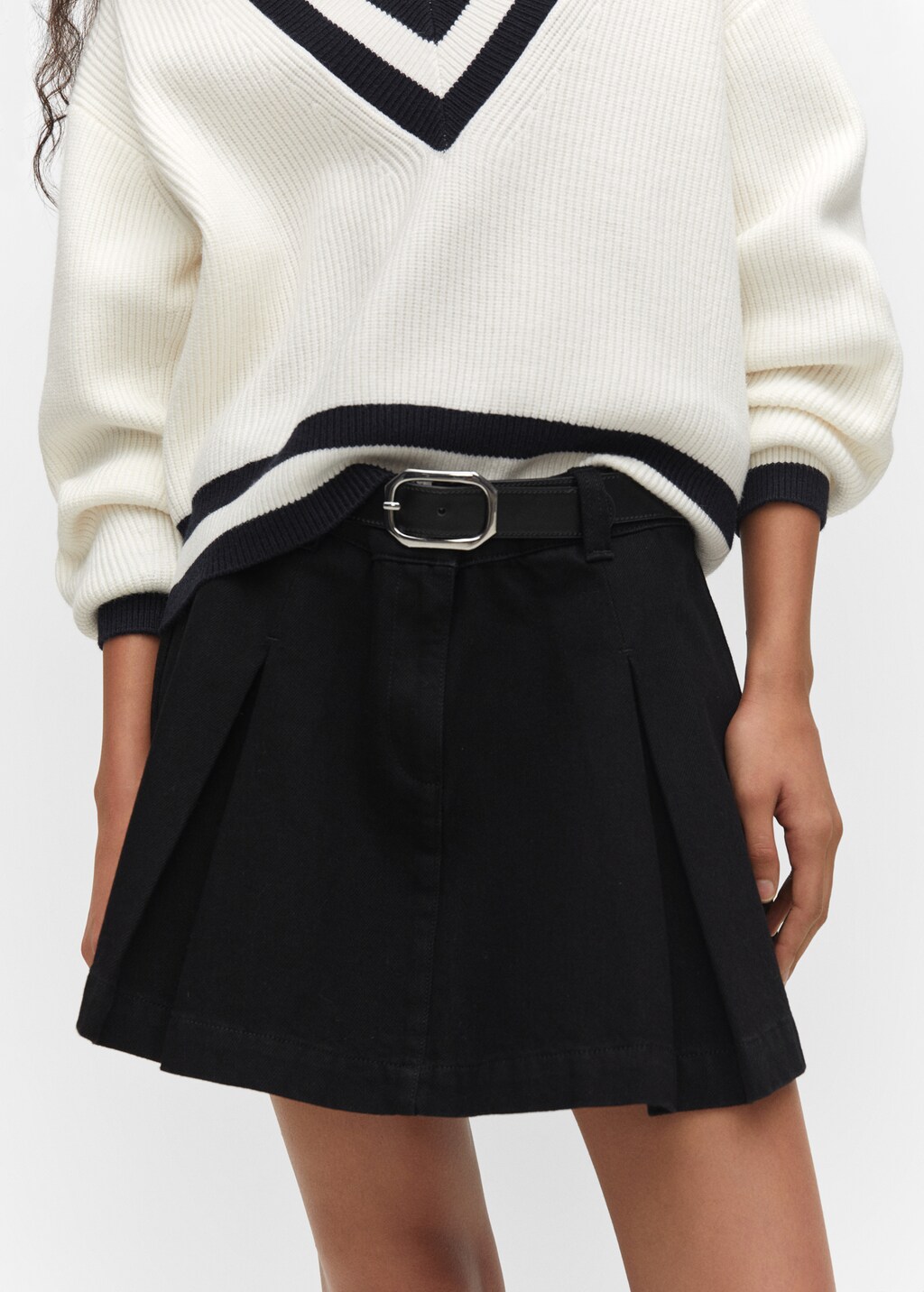 Pleated denim mini-skirt - Details of the article 6