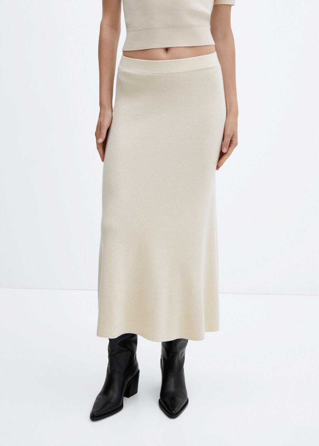 Ribbed midi skirt - Medium plane