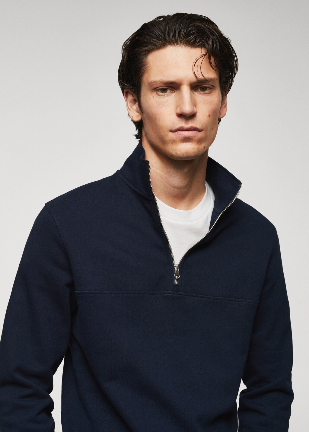 Cotton sweatshirt with zip neck - Details of the article 1