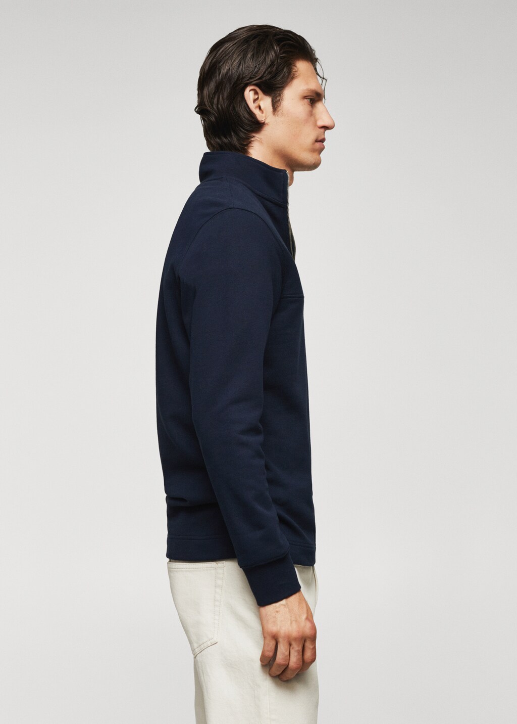 Cotton sweatshirt with zip neck - Details of the article 2