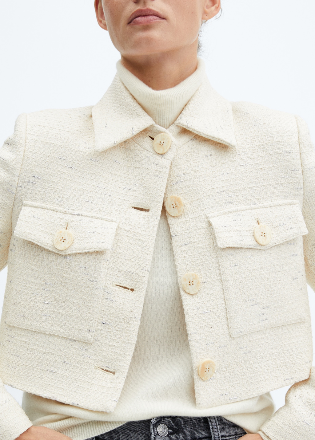 Cropped tweed jacket with pockets - Details of the article 6