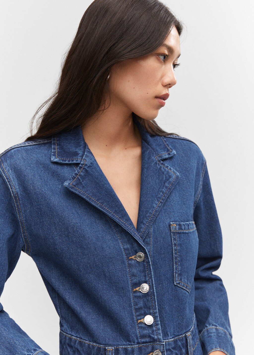 Denim jumpsuit met revers - Detail van het artikel 1