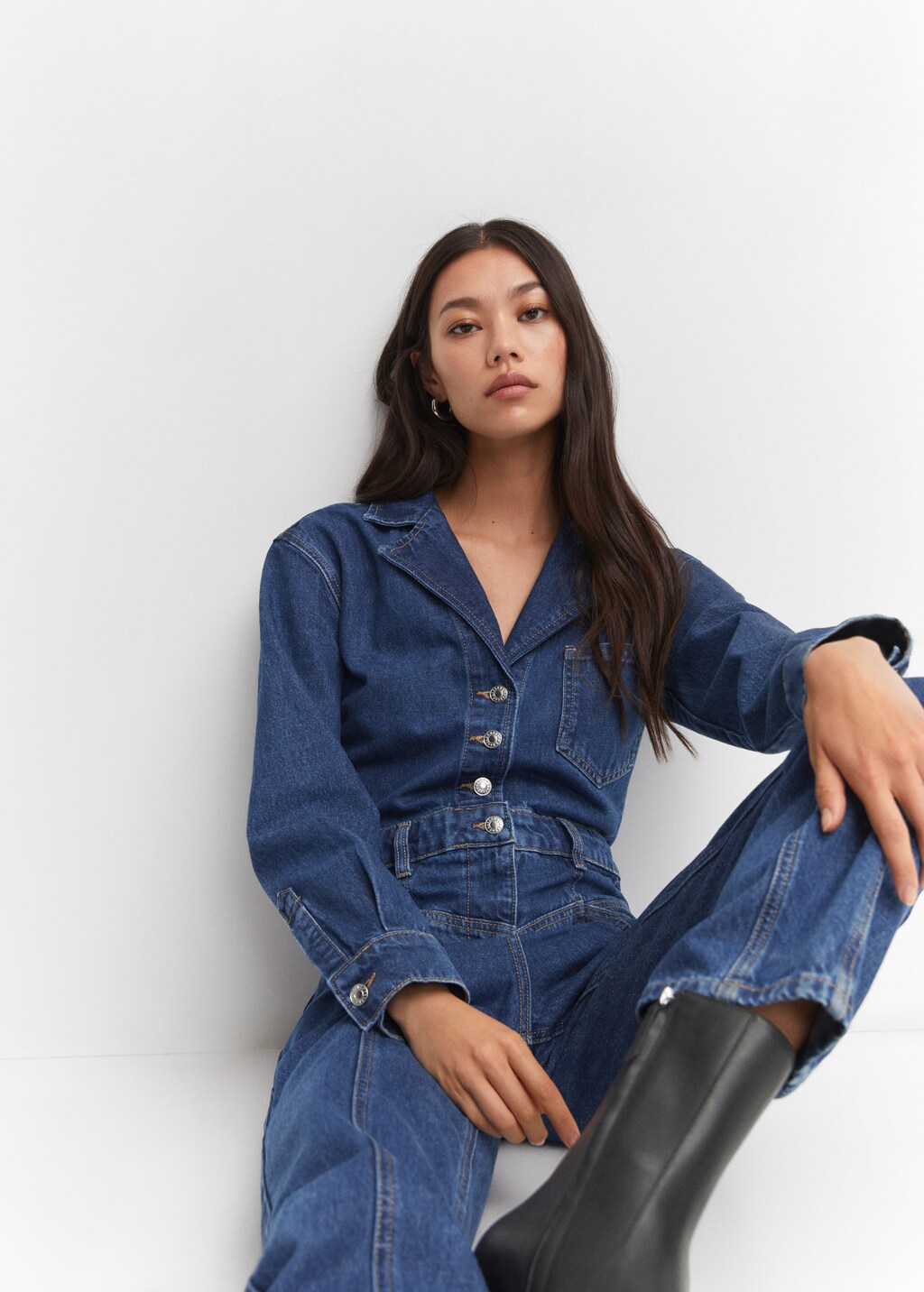 Denim jumpsuit met revers - Detail van het artikel 2