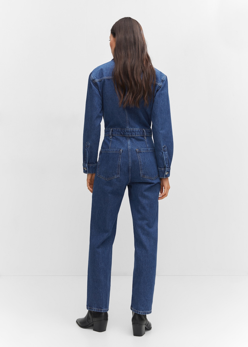 Denim jumpsuit met revers - Achterkant van het artikel