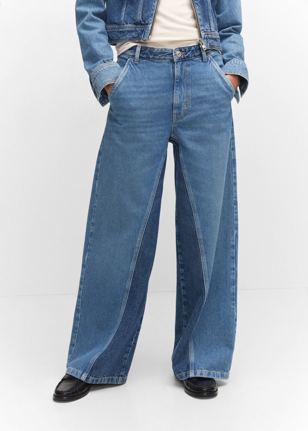 Two-tone wideleg jeans - Medium plane