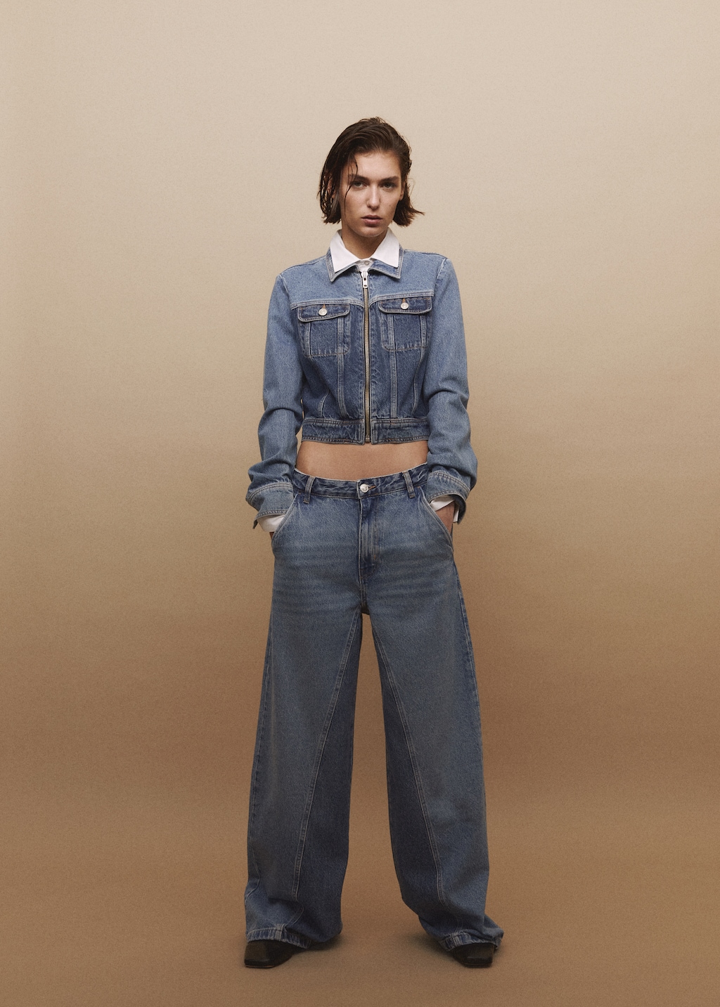 AMO DIY Wide Leg hotsell Two Tone Jeans