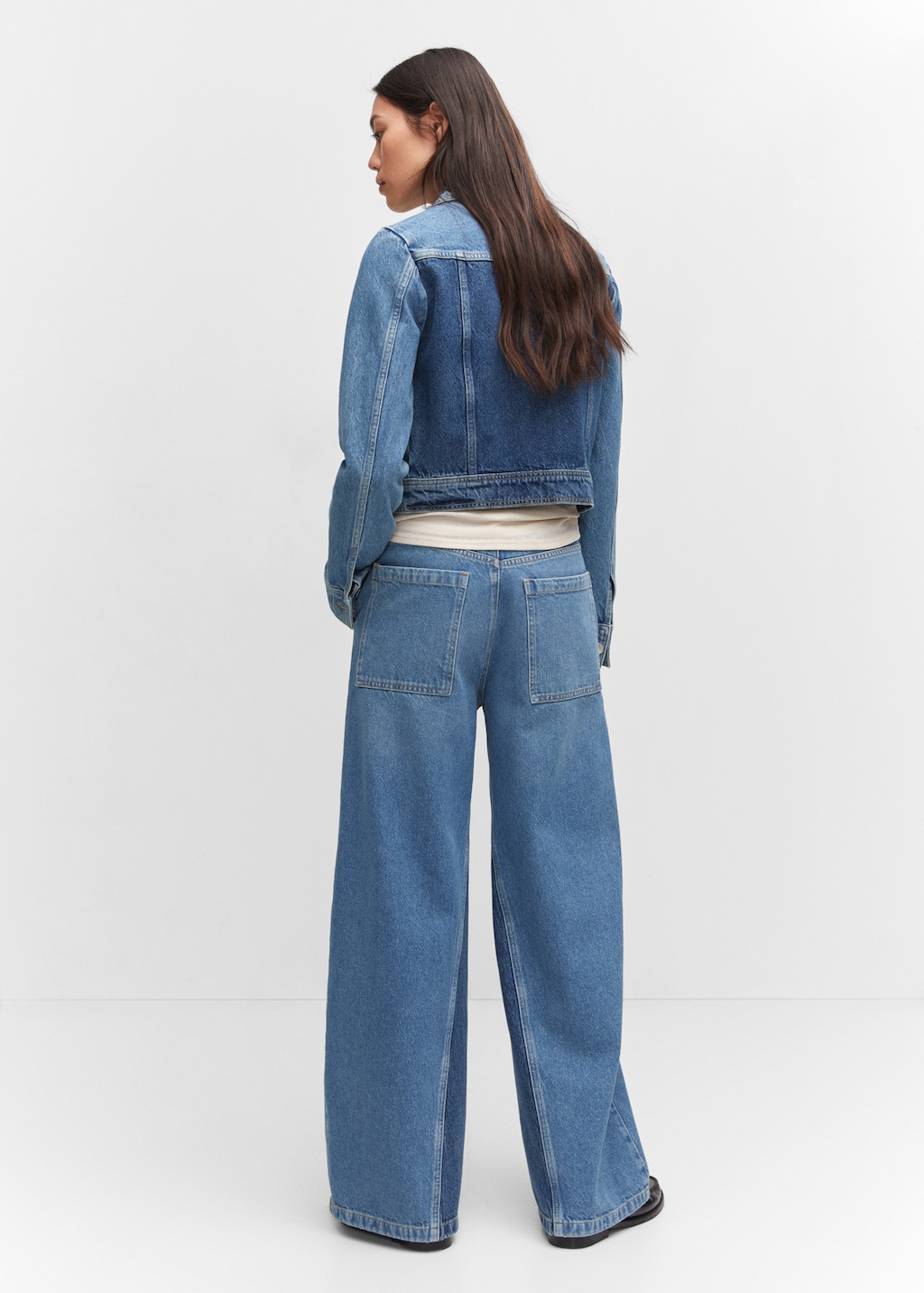 AMO DIY Wide Leg hotsell Two Tone Jeans