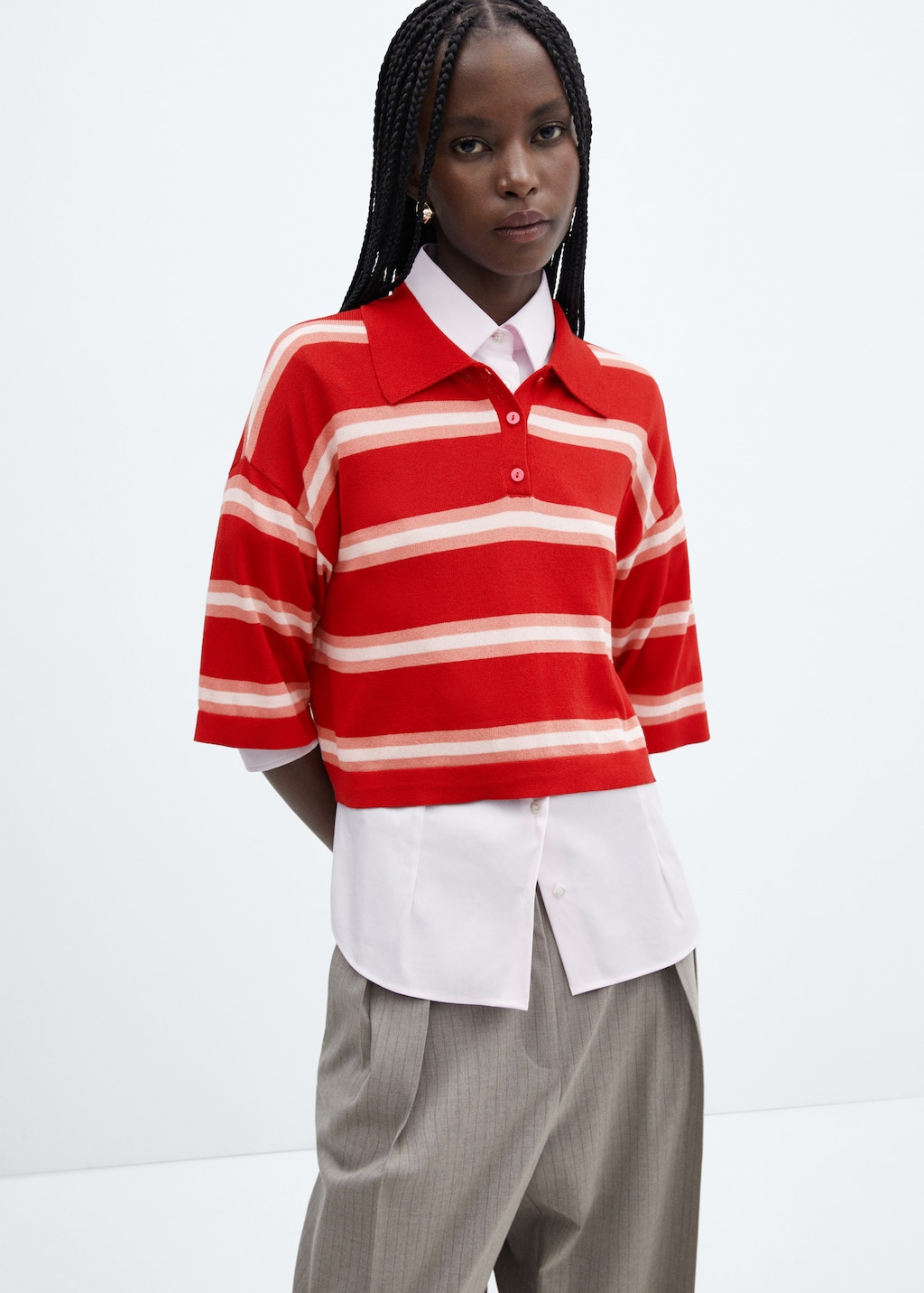 Striped oversized cropped sweater - Medium plane