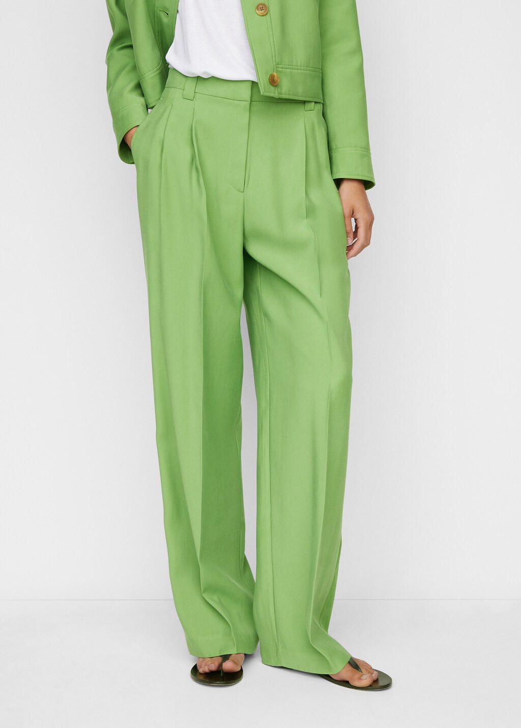 Wideleg pleated trousers - Medium plane