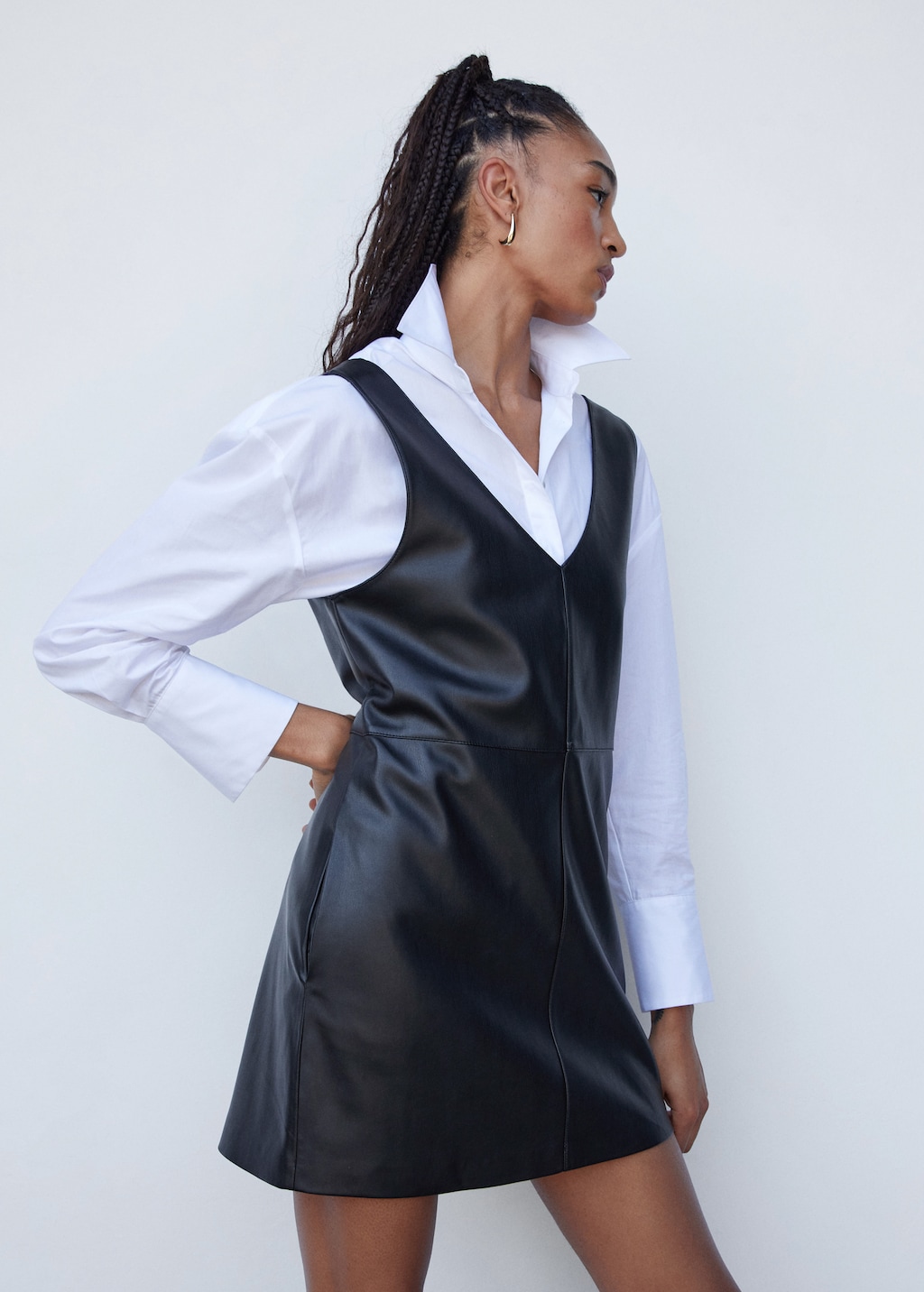 Leather-effect pinafore dress - Medium plane