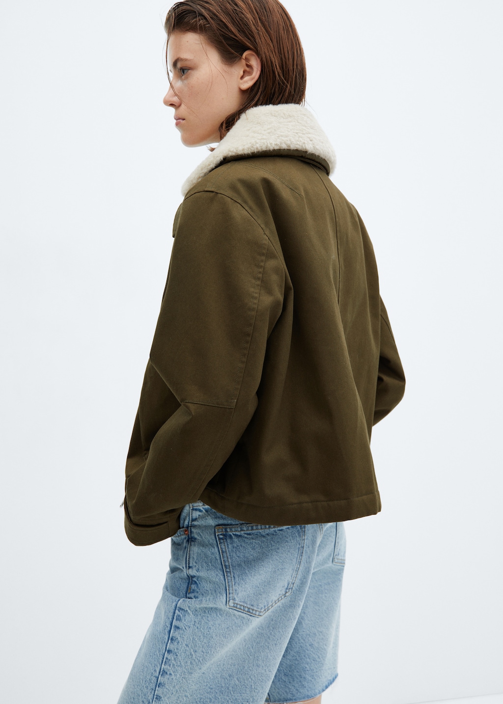 Parka with detachable fur-effect collar - Reverse of the article