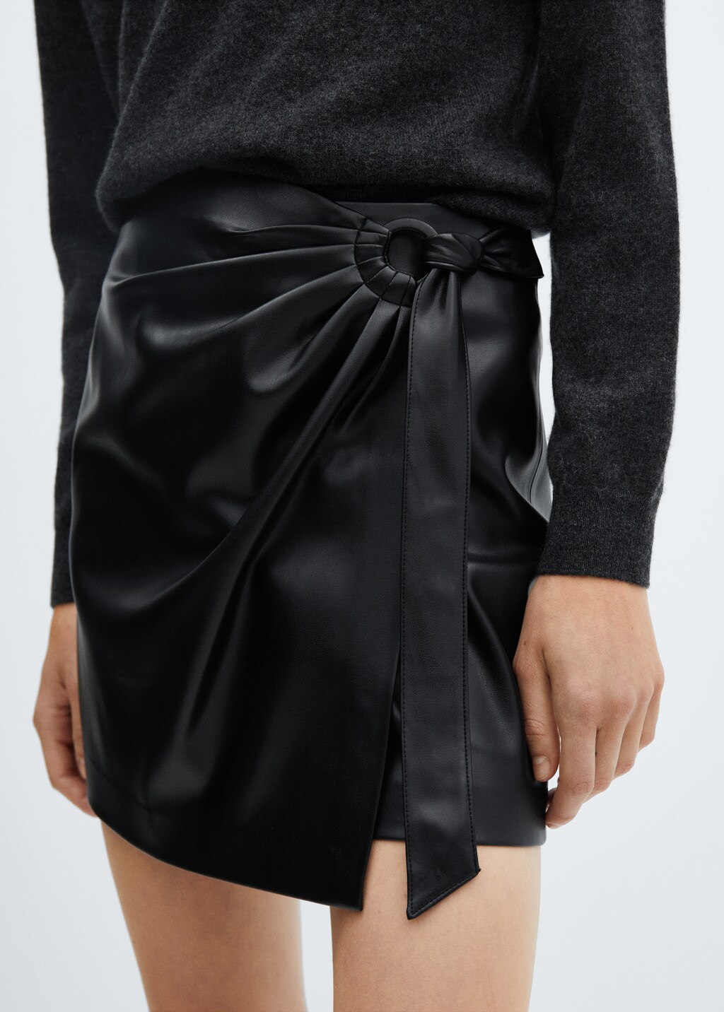 Short leather effect skirt with buckle Women MANGO OUTLET United Kingdom