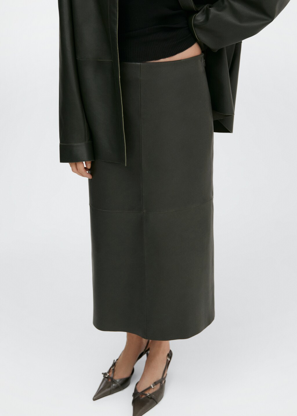 Leather midi skirt - Details of the article 6