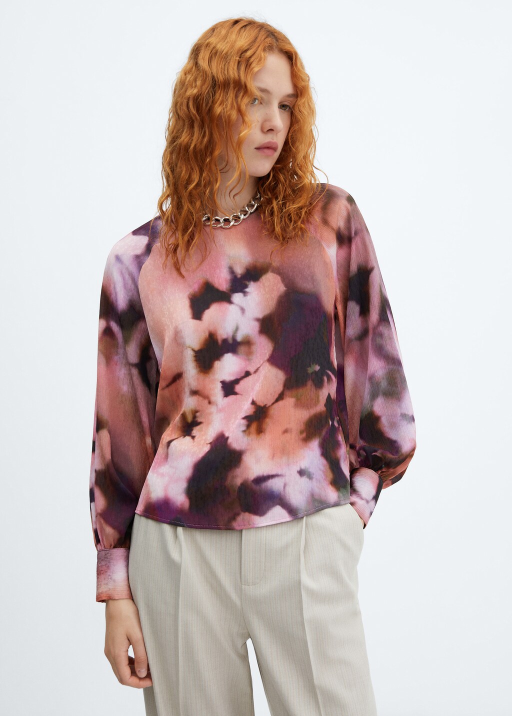 Puffed sleeves floral shirt - Medium plane