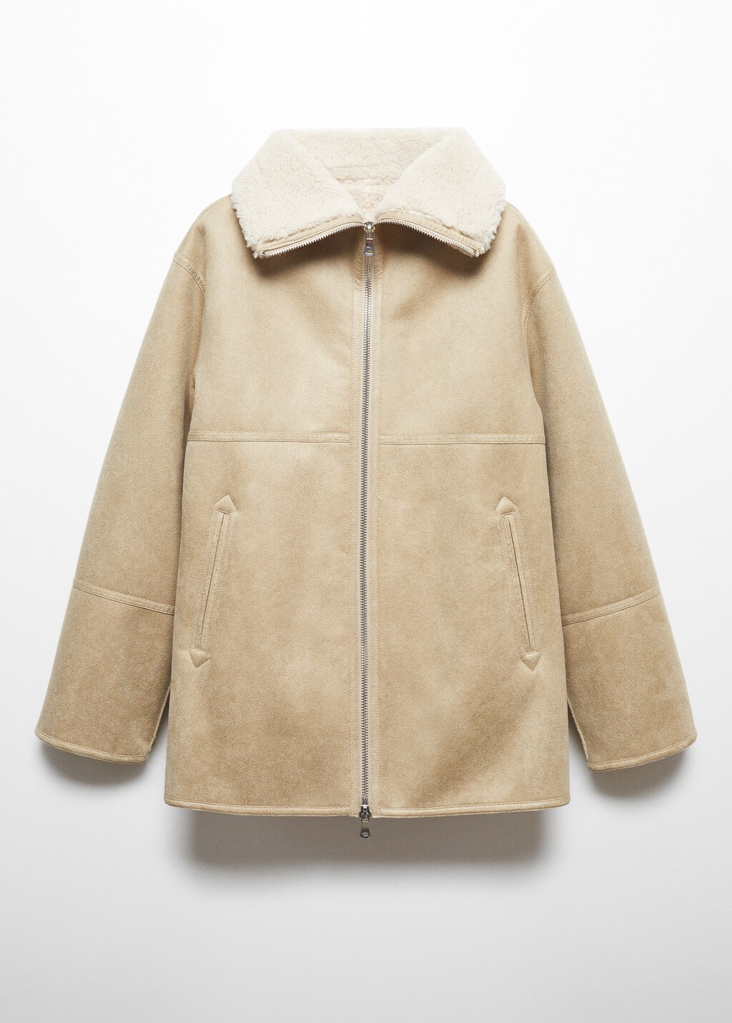 Shearling-lined coat with zip - Article without model