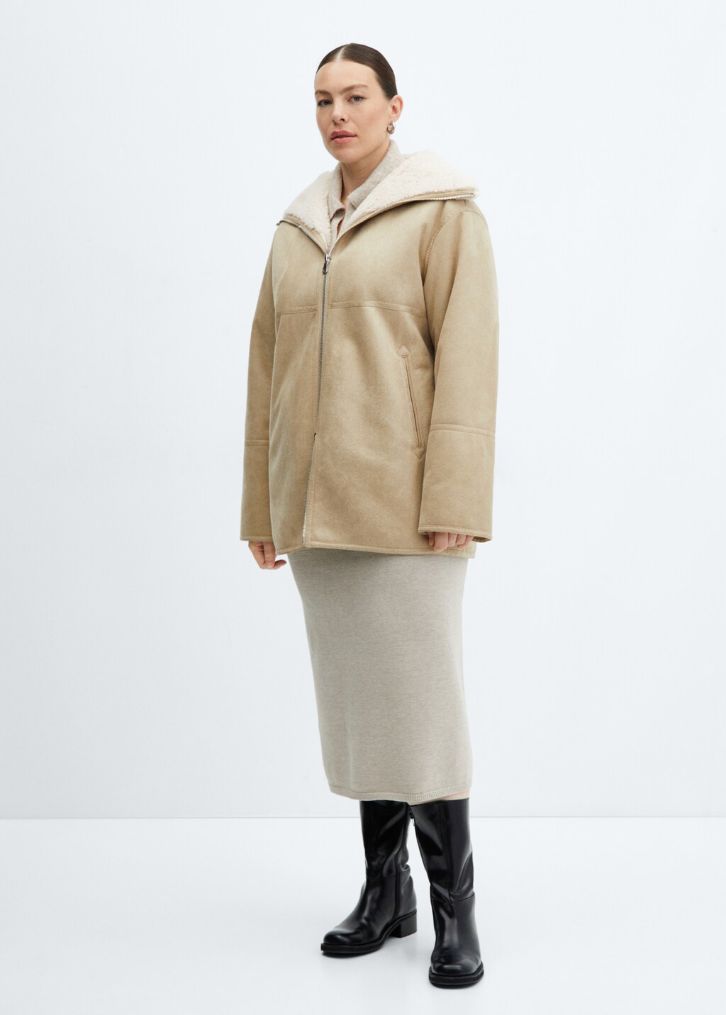 Shearling-lined coat with zip - Details of the article 3