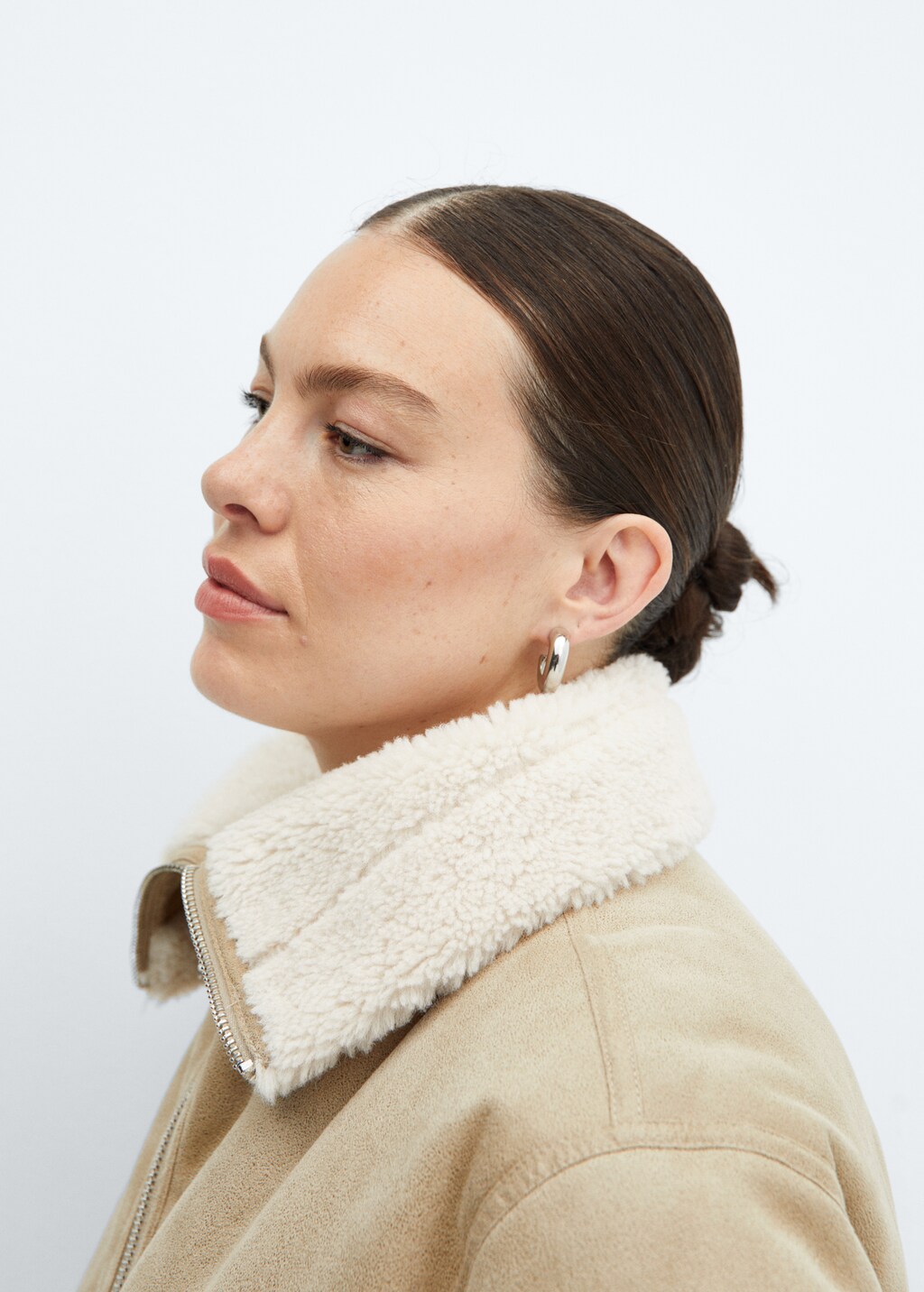 Shearling-lined coat with zip - Details of the article 4