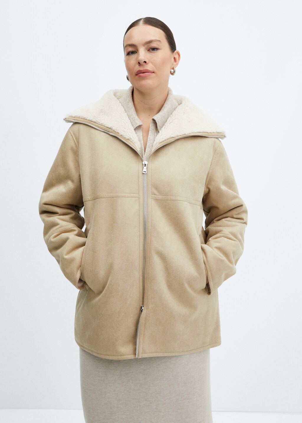 Shearling-lined coat with zip - Details of the article 5