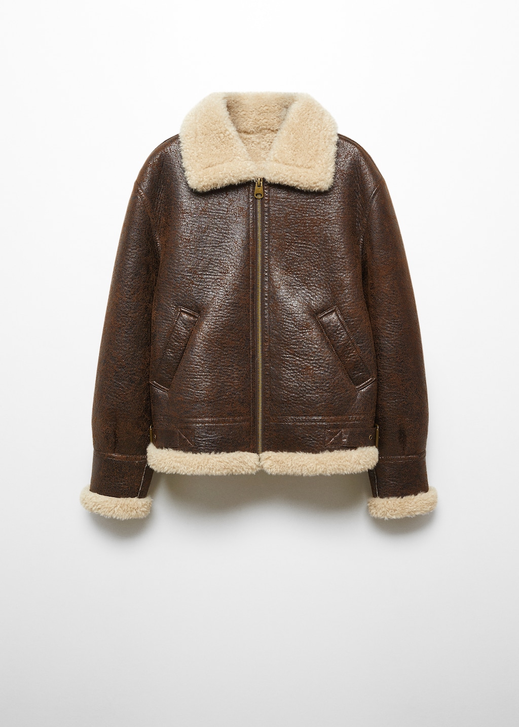 Vintage-effect shearling jacket - Women | MANGO OUTLET USA