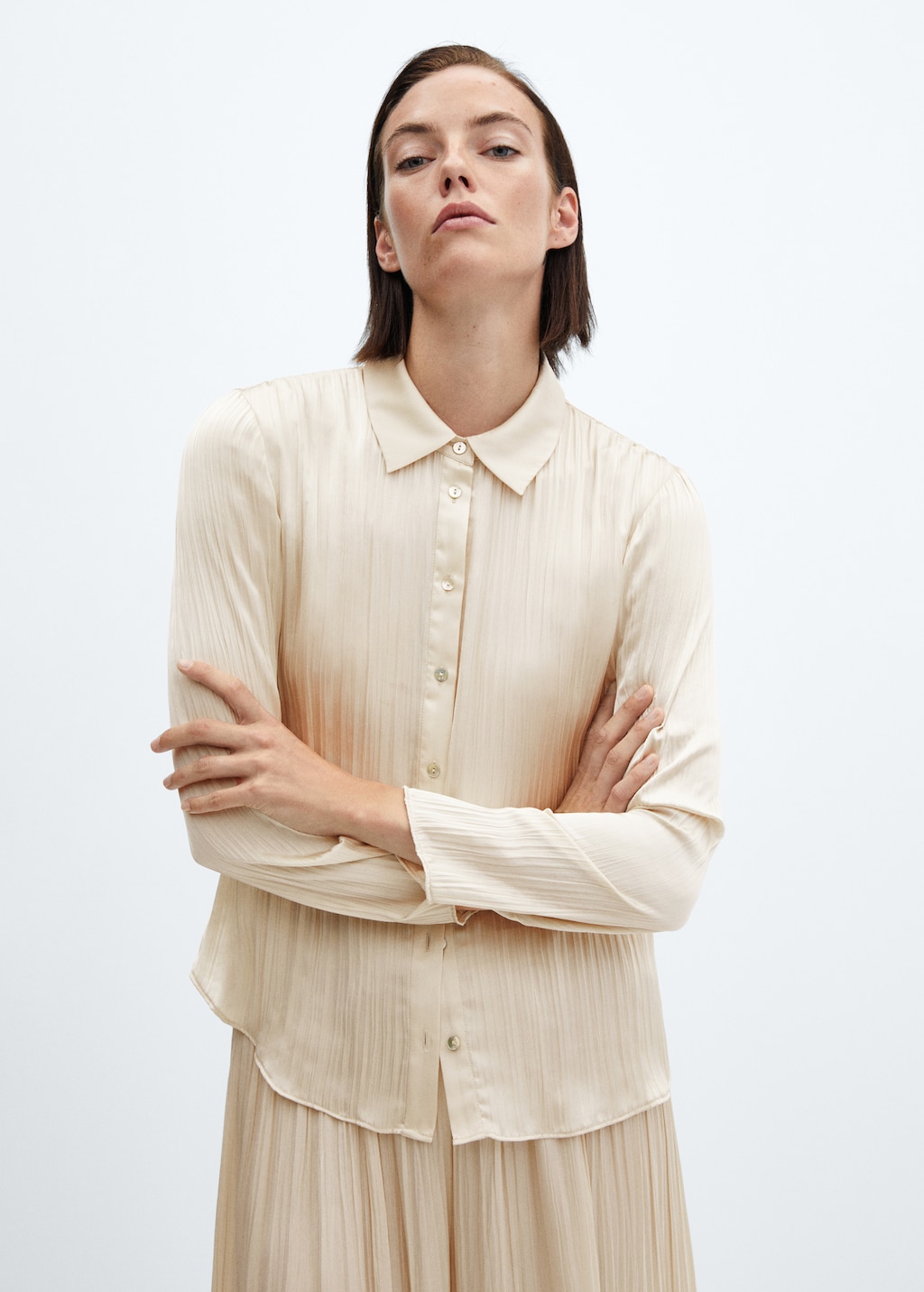 Satin pleated shirt - Medium plane