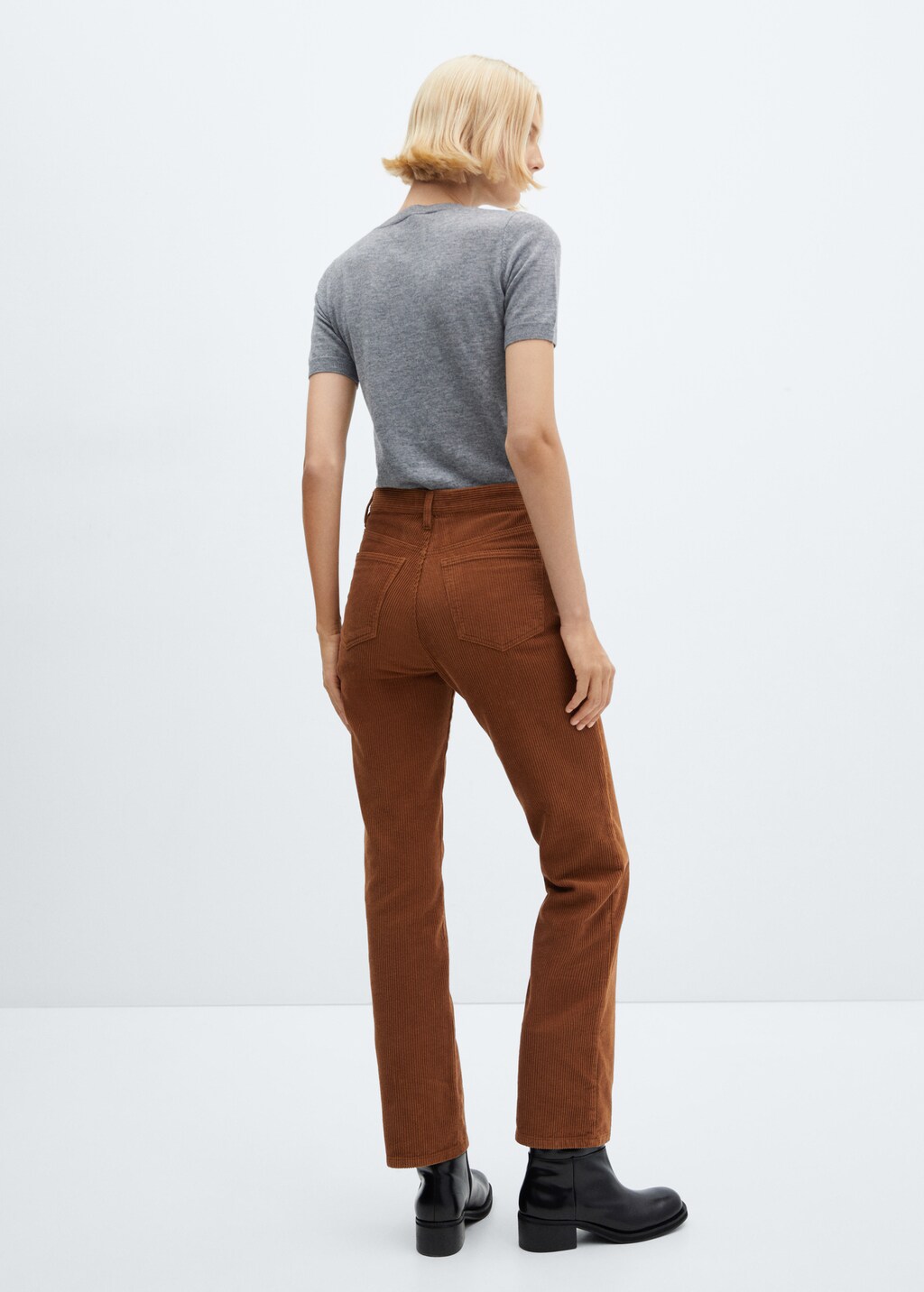 Corduroy rechte mid-rise broek - Achterkant van het artikel