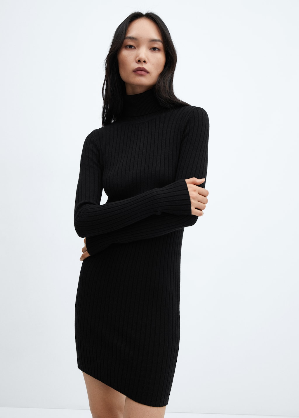 Fitted turtleneck dress - Medium plane