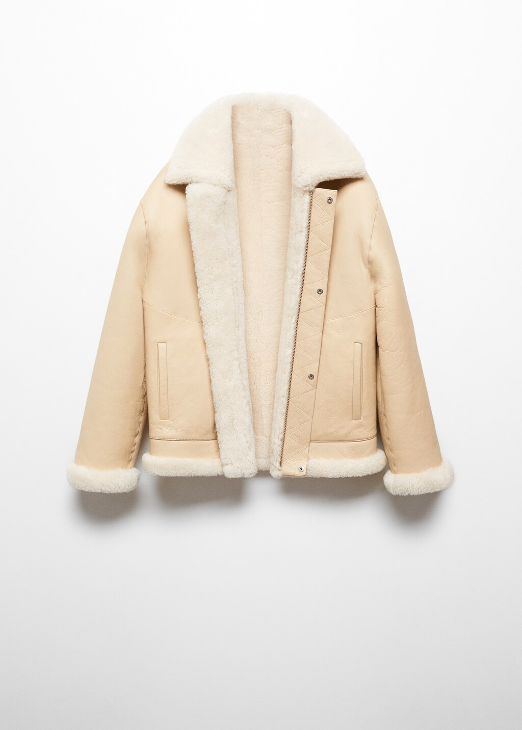 Reversible leather and fur-effect coat - Details of the article 8