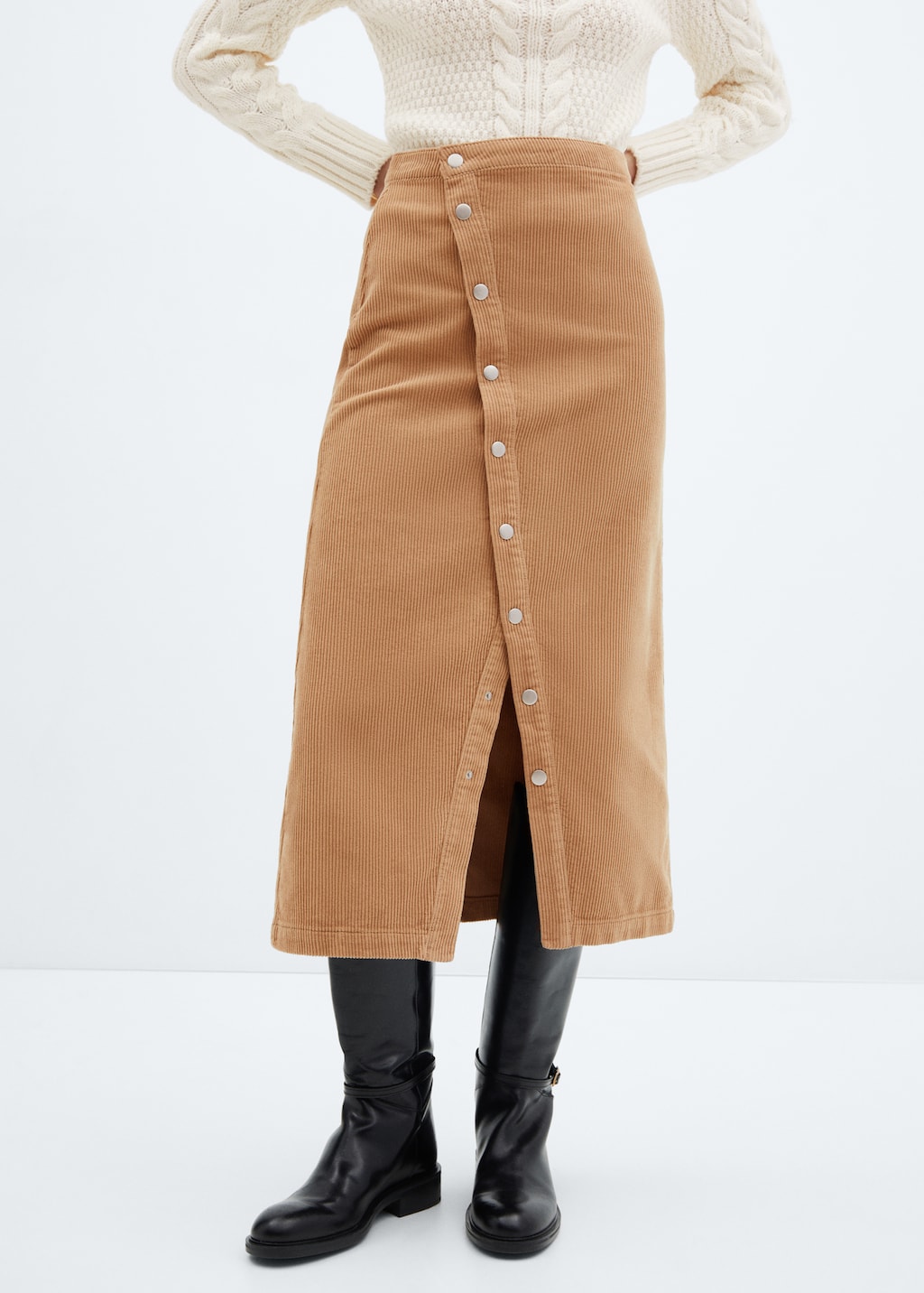 Buttoned corduroy skirt - Medium plane