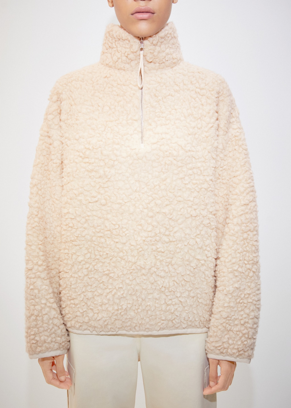 Zip-neck wool sweatshirt - Medium plane