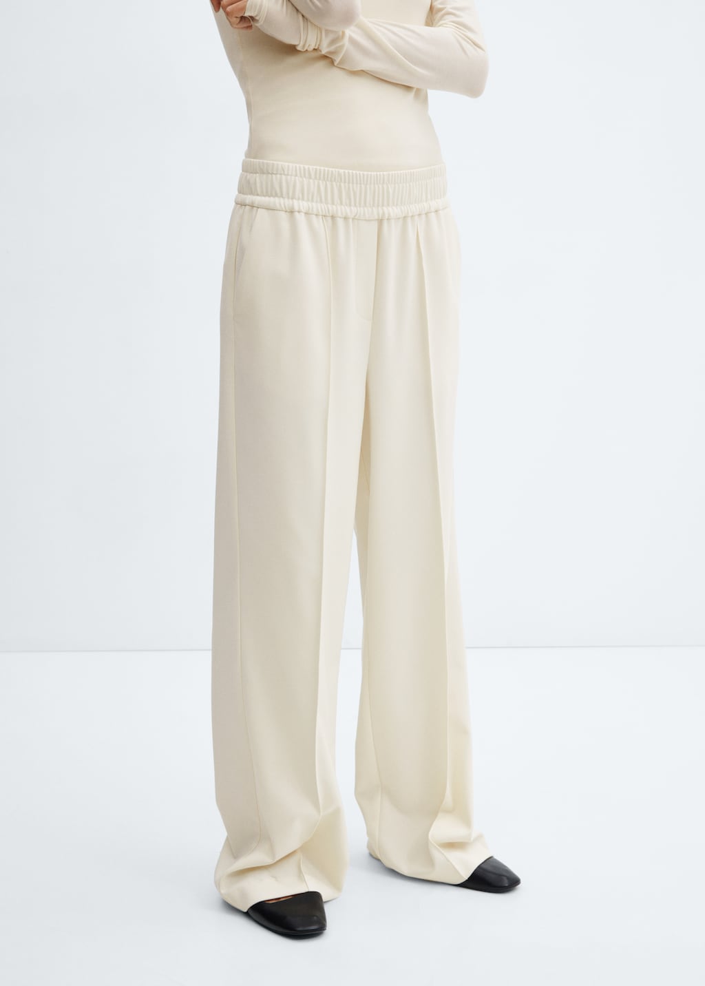 Wideleg trousers with elastic waist - Medium plane