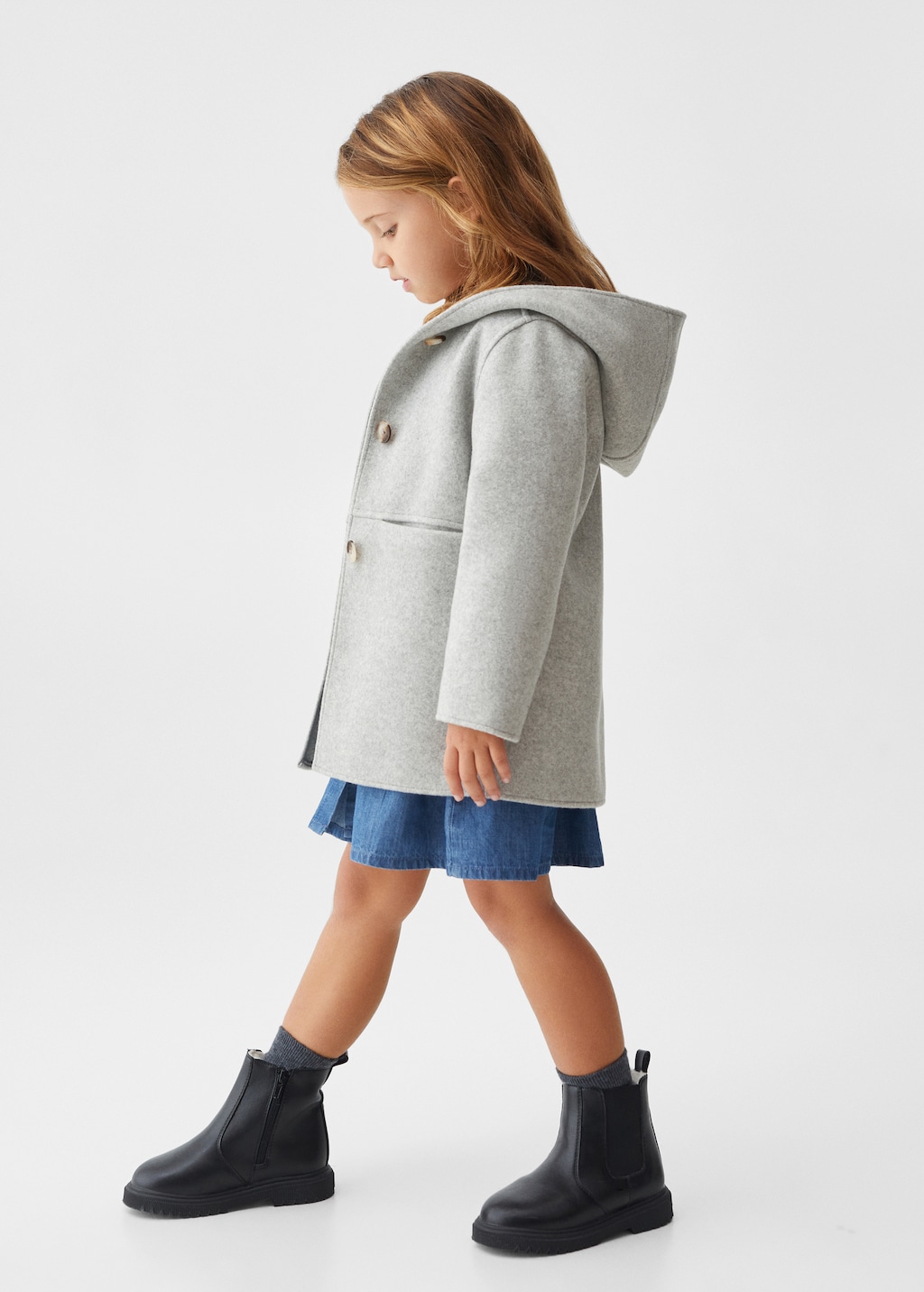 Manteau capuche boutons - Plan moyen