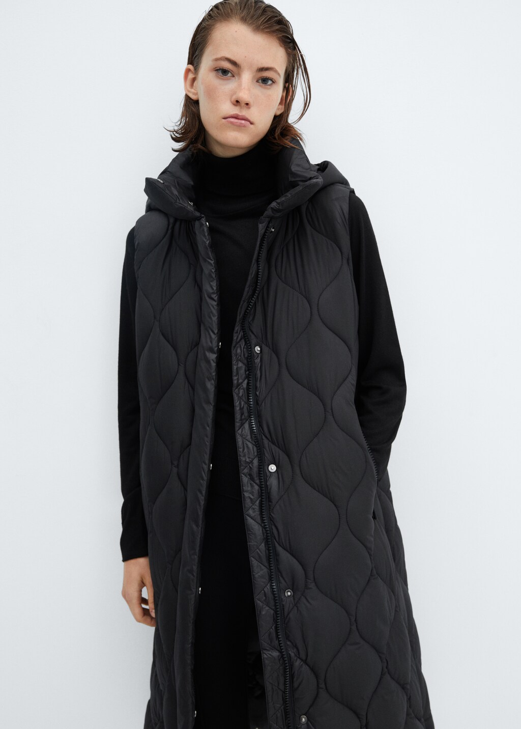 Long quilted gilet - Medium plane