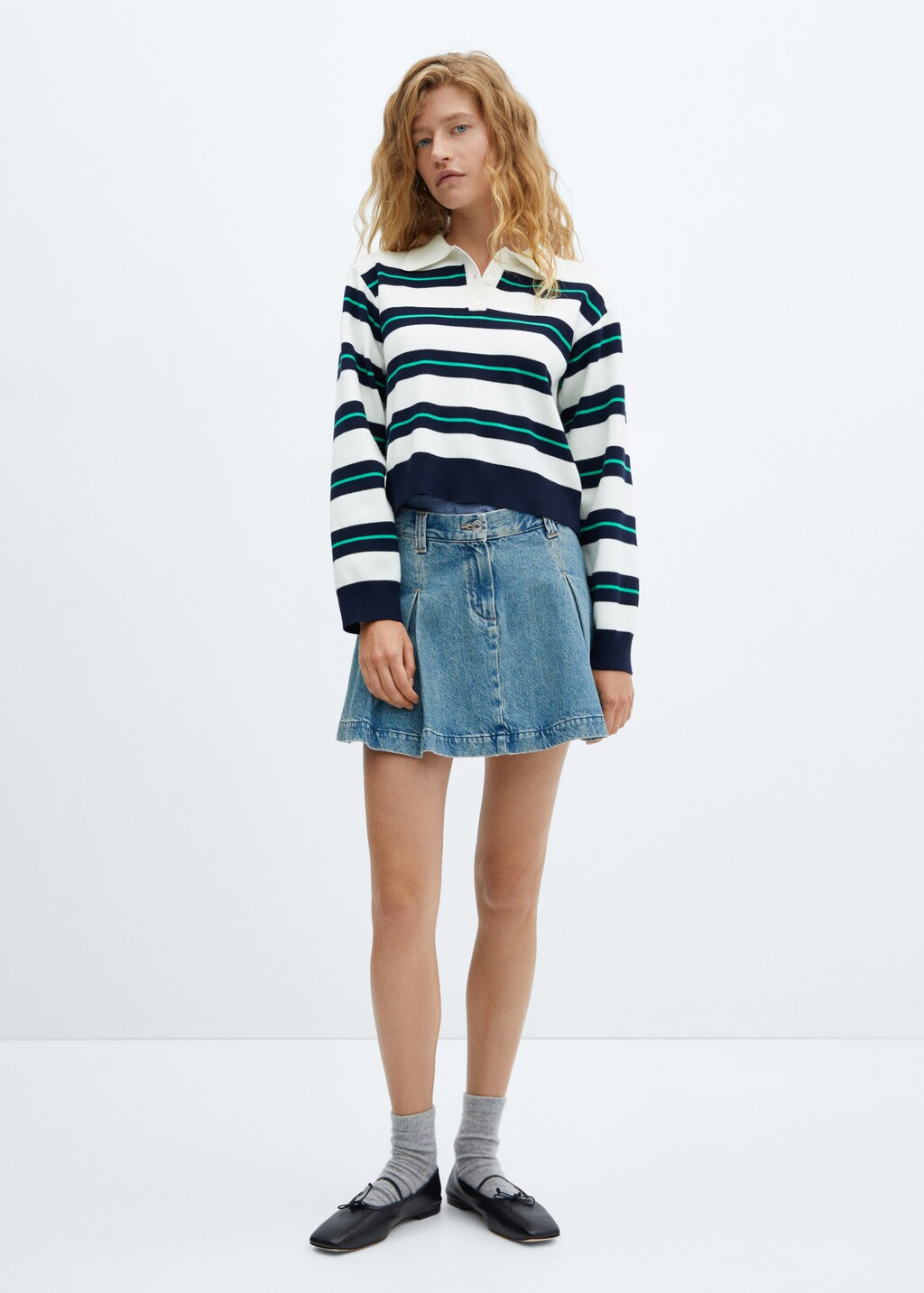 Striped polo-neck sweater - General plane