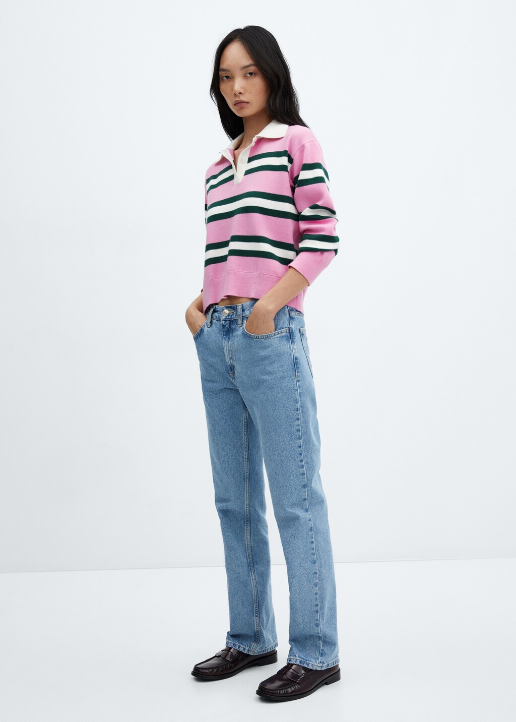 Striped polo-neck sweater - General plane