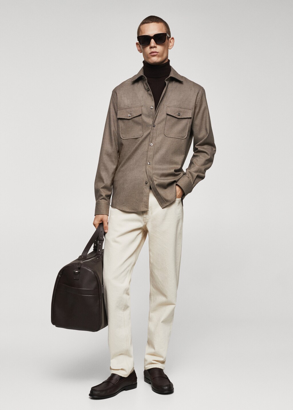 Chest-pocket cotton overshirt - General plane