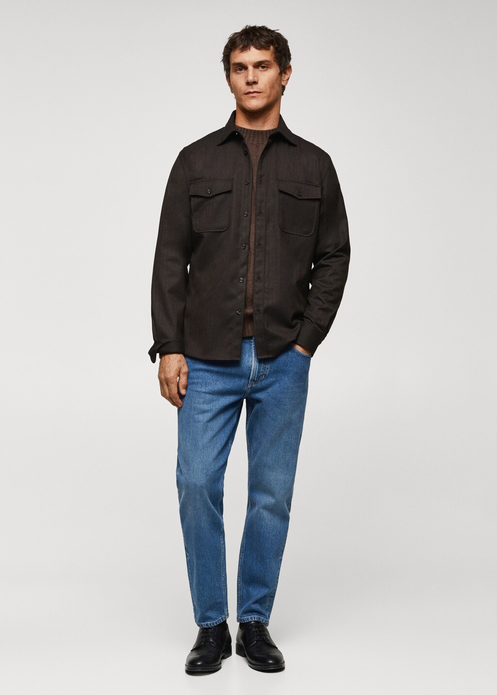 Chest-pocket cotton overshirt - General plane