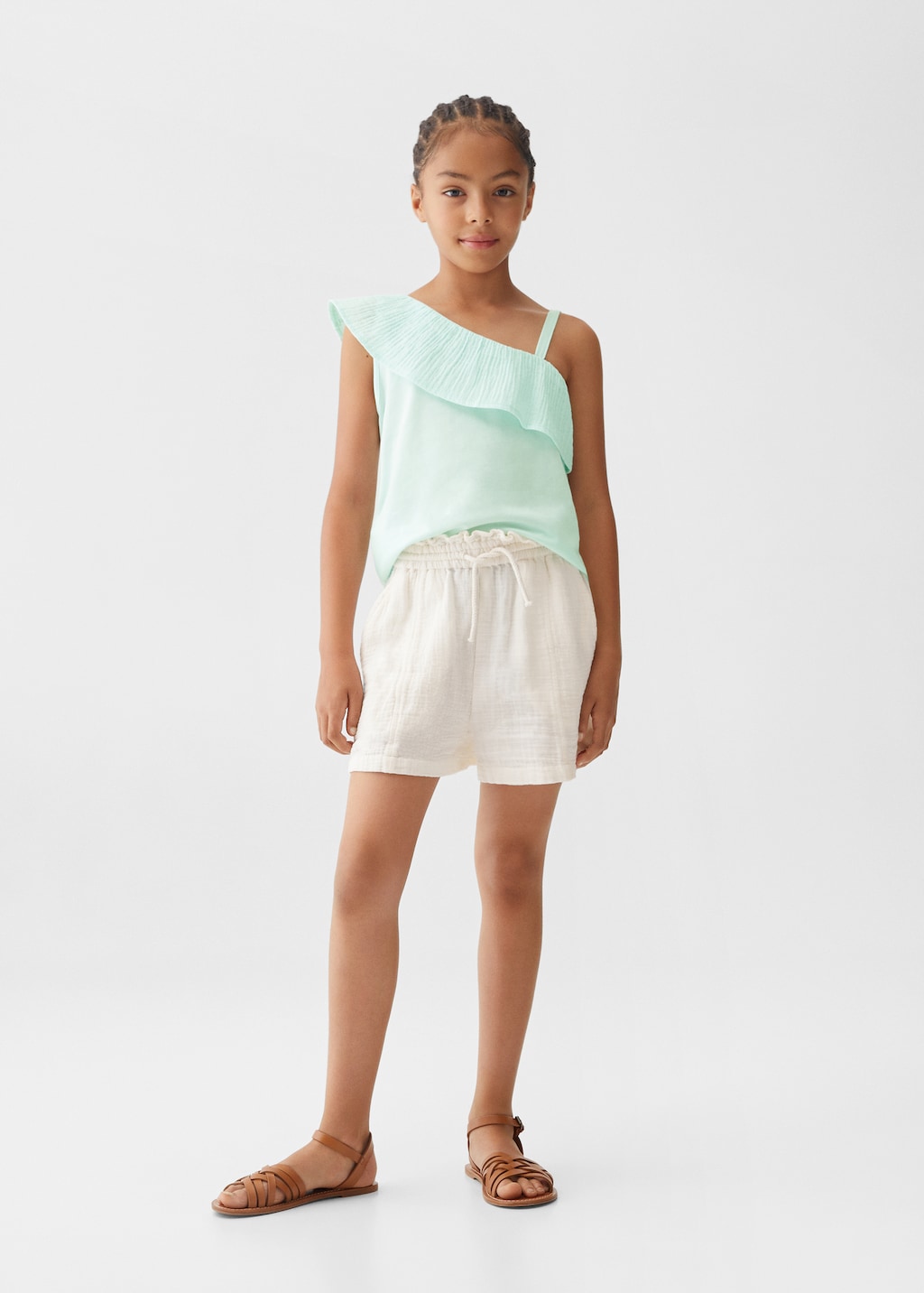 Ruffled asymmetric T-shirt - General plane